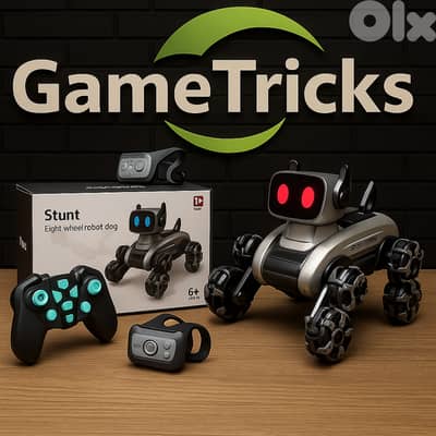 TONICTOYS 8-Wheel RC Stunt Robot Dog with remove control