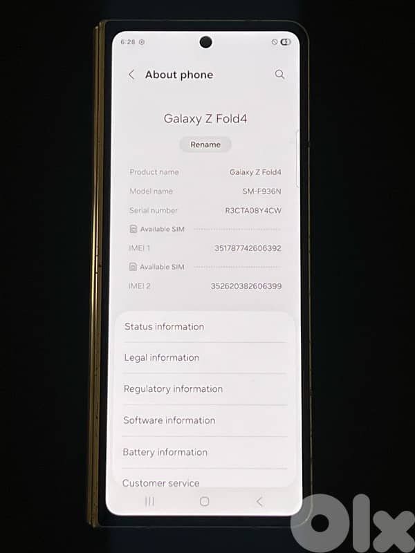 Samsung fold 4 256/12 الشاشة الداخلية مطفية  دون جمرك 1