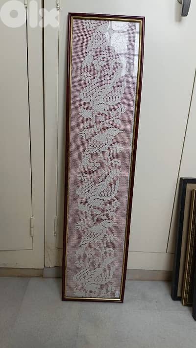 Handmade crochet knit framed.