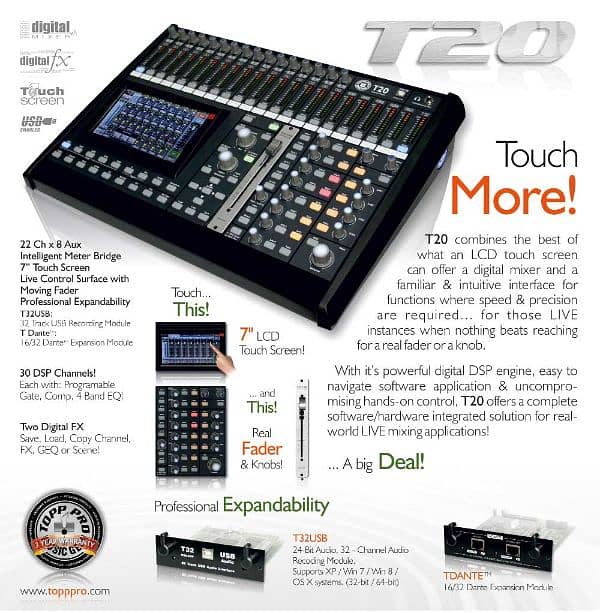 T20 Top Pro Gear Sound Digital Mixer  with touch screen for sound 1