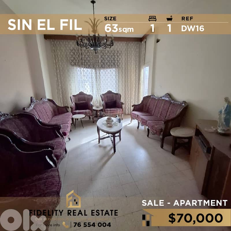 Apartment for sale in Sin EL Fil DW16 شقة للبيع في سن الفيل 0