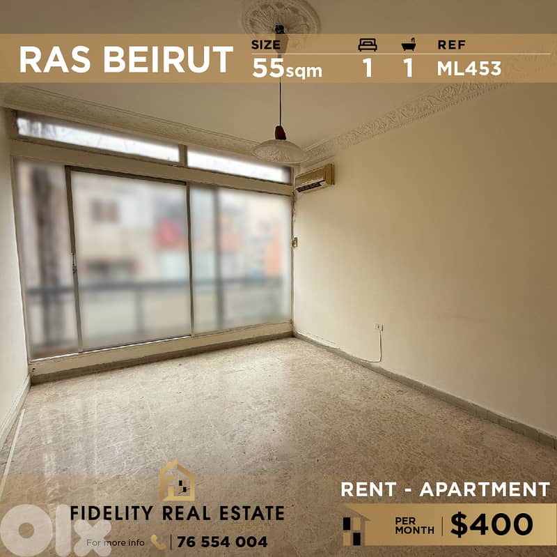 Apartment for rent in Ras Beirut ML453 شقة  للإيجار في رأس بيروت 0