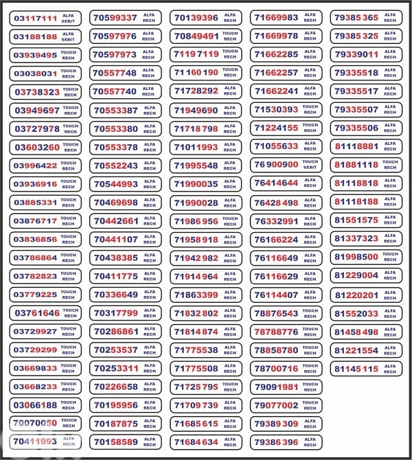 touch and alfa special numbers 0