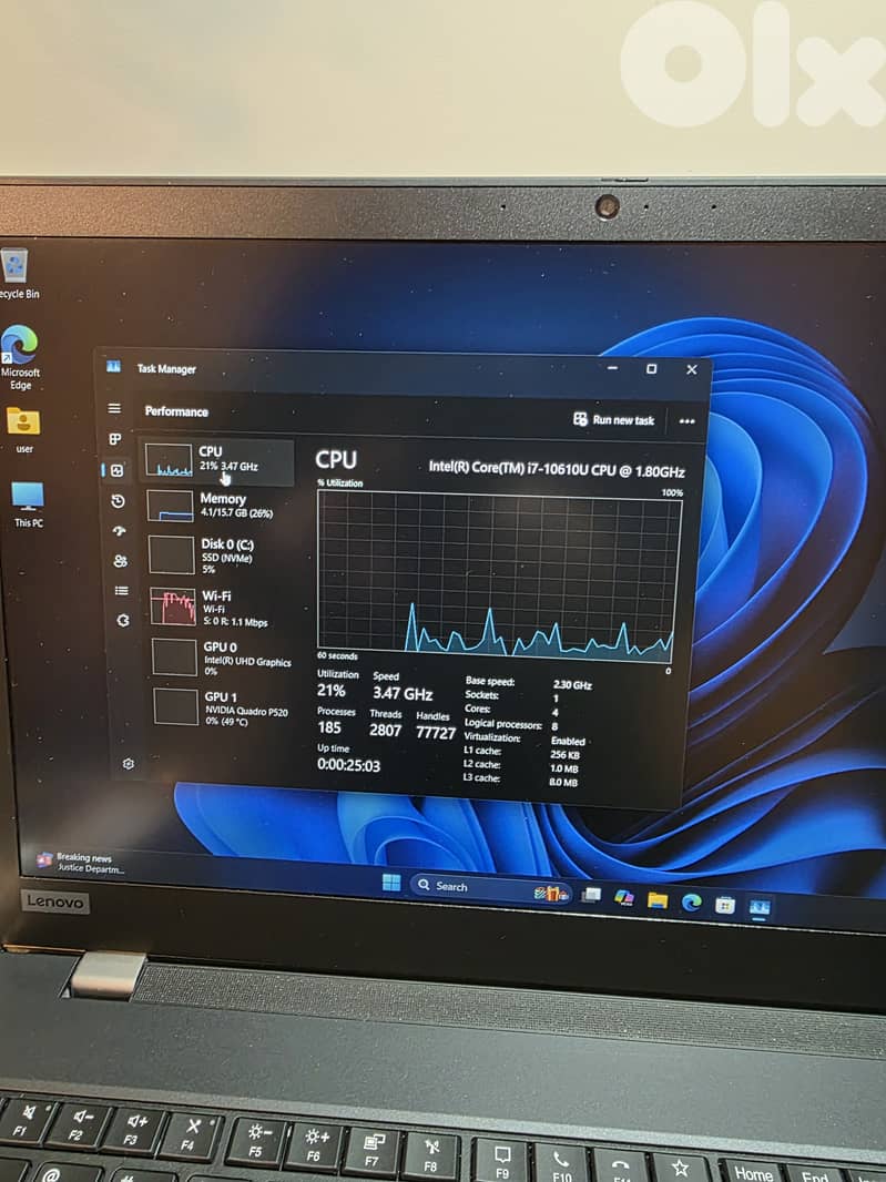 LENOVO P15S WORKSTATION CPU I7 10610U RAM 16 P520 VGA 4