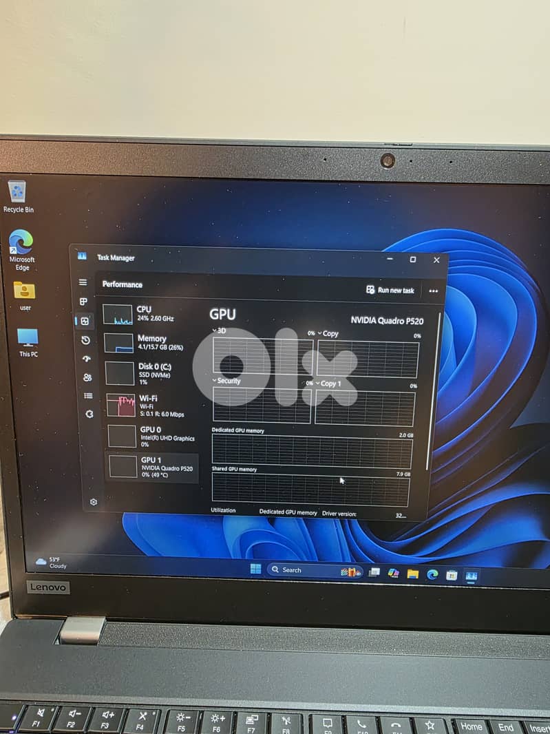 LENOVO P15S WORKSTATION CPU I7 10610U RAM 16 P520 VGA 5