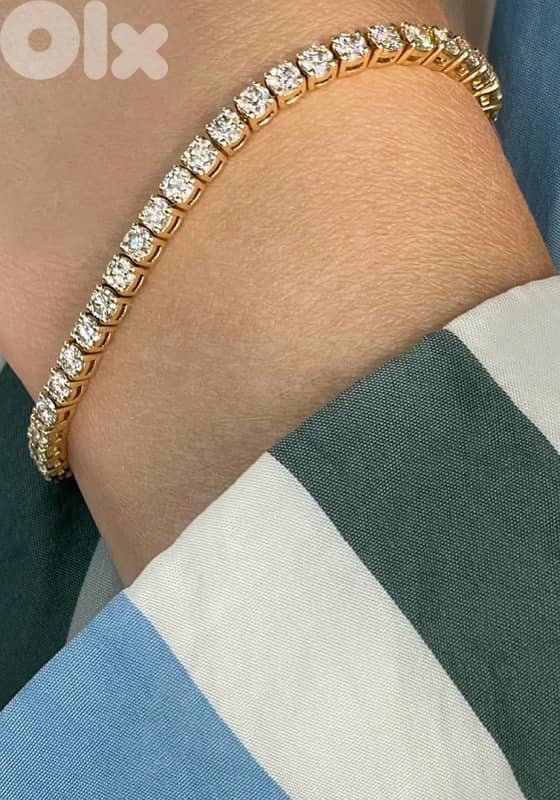 tennis bracelet gold and crystal 0
