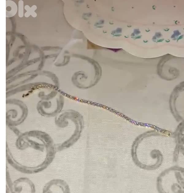 tennis bracelet gold and crystal 2