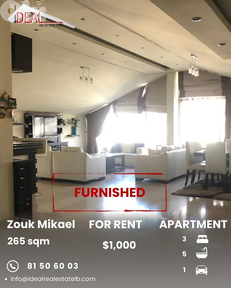 Apartment for Rent in Zouk Mikael شقة للبيع في زوق مكايل 0