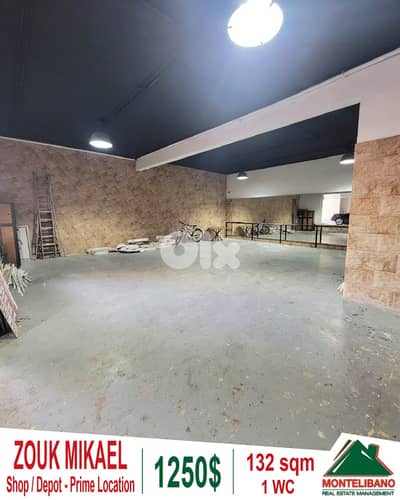Prime Location 132 sqm Shop-Depot For Rent in Zouk Mikael (ذوق مكايل)