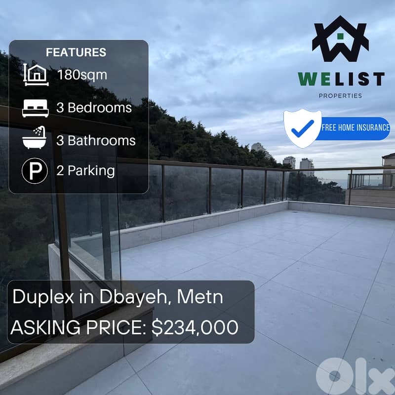 Duplex Apartment for Sale in Dbayeh شقة للبيع في منطقة ضبية 0