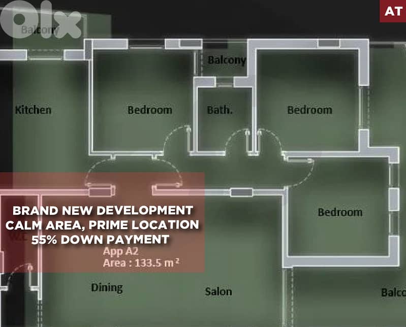 Calm area, prime location -55% down payment- Koura,Amioun REF#AT130178 0