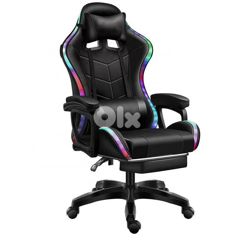 Gaming chair with footrest and Rgb Led lights 0