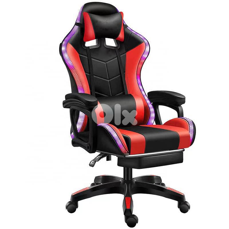 Gaming chair with footrest and Rgb Led lights 1