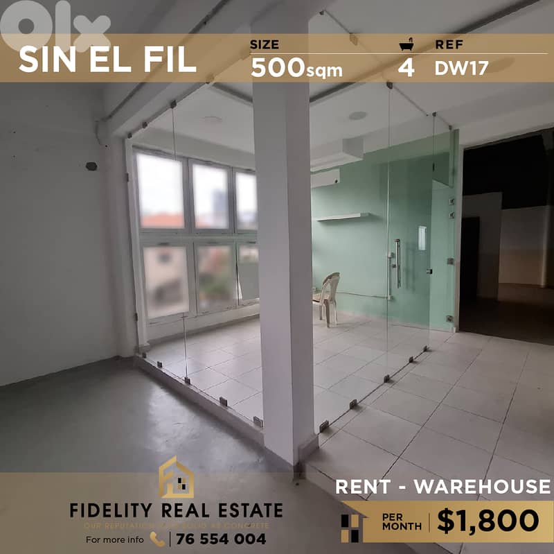 Warehouse for rent in Sin El Fil DW17 مستودع للإيجار في سن الفيل 0