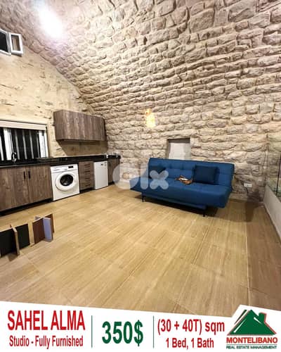 Fully Furnished 30 sqm Studio For Rent in Sahel Alma (ساحل علما)+40 Te
