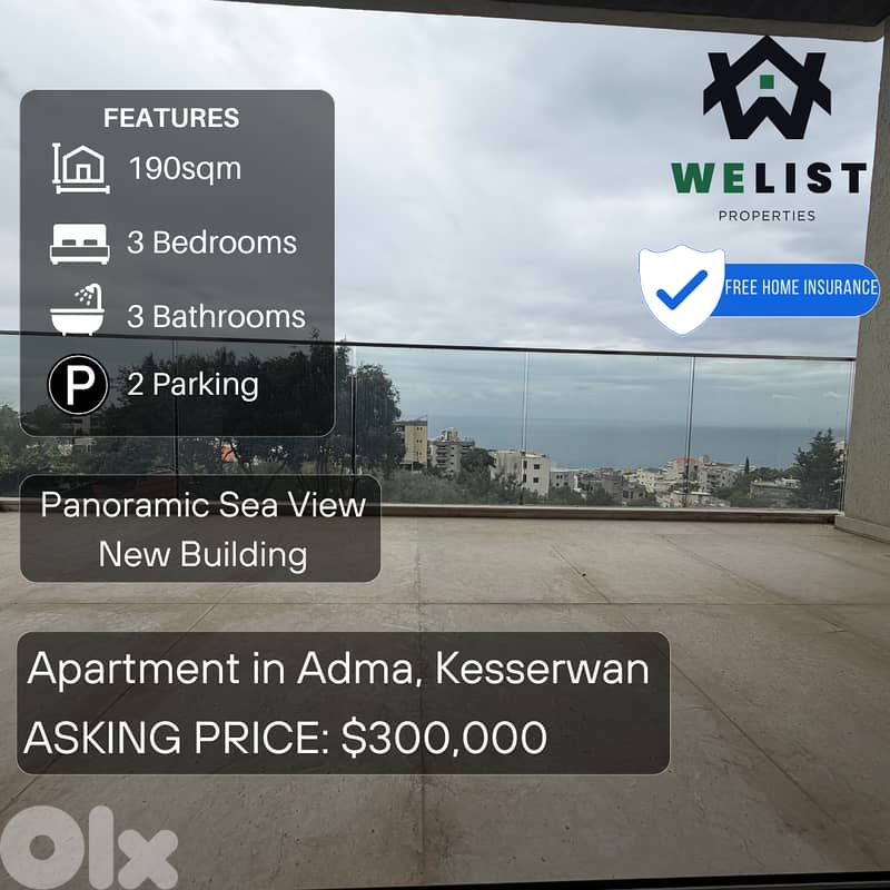 Apartment for sale in Adma شقة للبيع في ادما كسروان 0