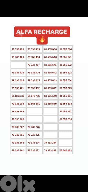 SPECIAL ALFA NUMBERS 0