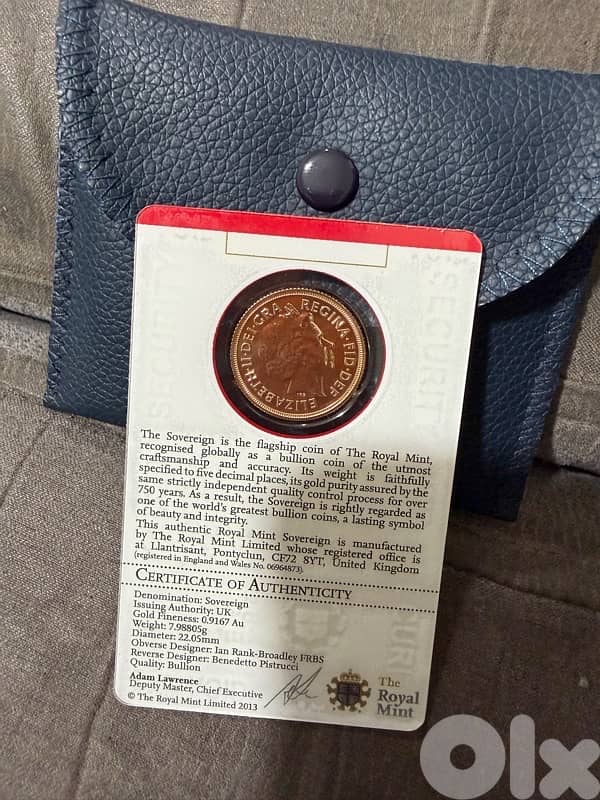 Royal Mint Gold Lira Rare Piece 8 Gram 22 K 1