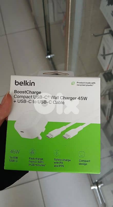 Belkin Boostcharge compact usb-c wall charger 45w 3pin charger 0