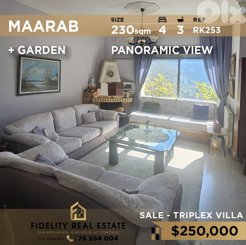 Villa for sale in Maarab RK253 فيلا للبيع في معراب 0
