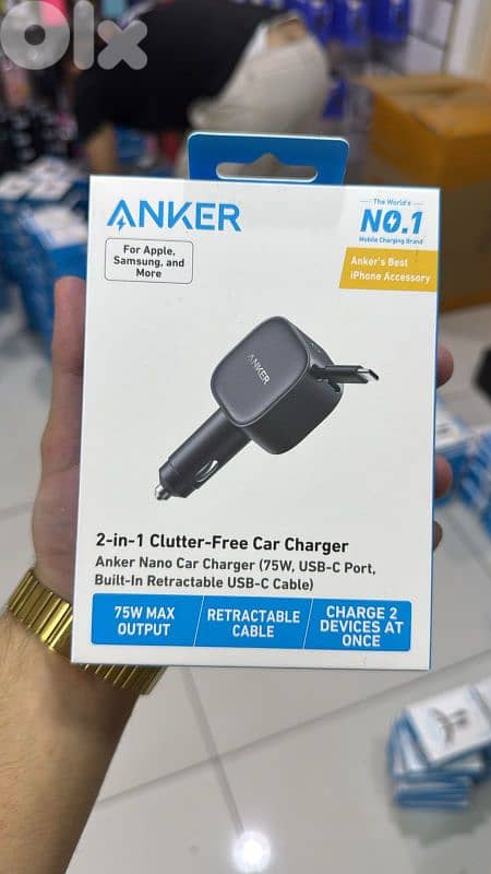 Anker 2 in 1 nano car charger 75w 0