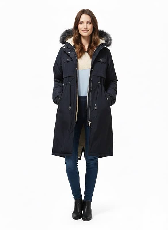 long jacket with fur new very good quality 1