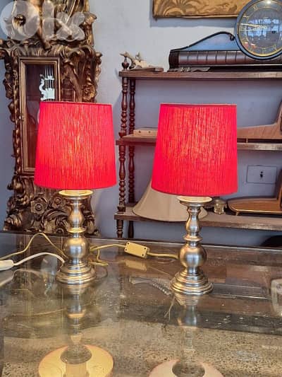 pair of brass english lamps