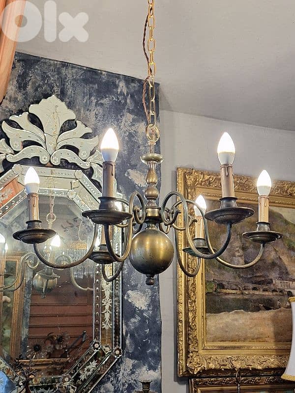 antique english flemish bronze chandelier 2