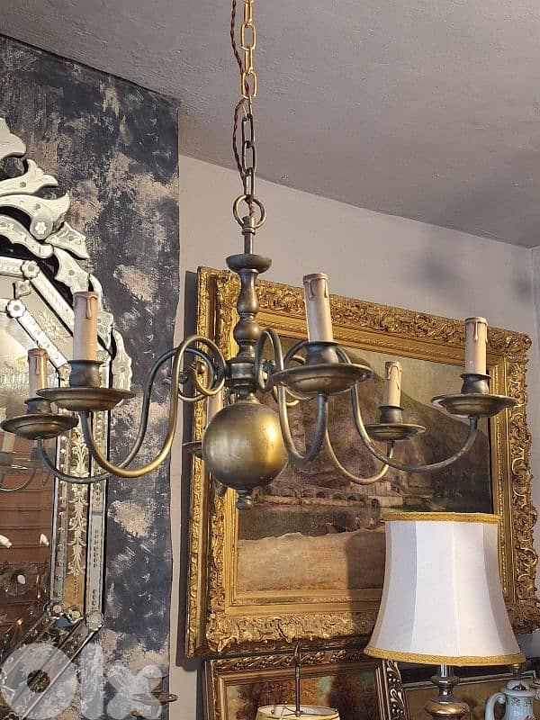 antique english flemish bronze chandelier 4