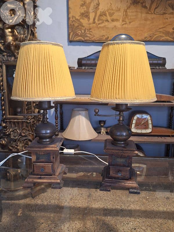 pair of antique coffee grinder lamps 3