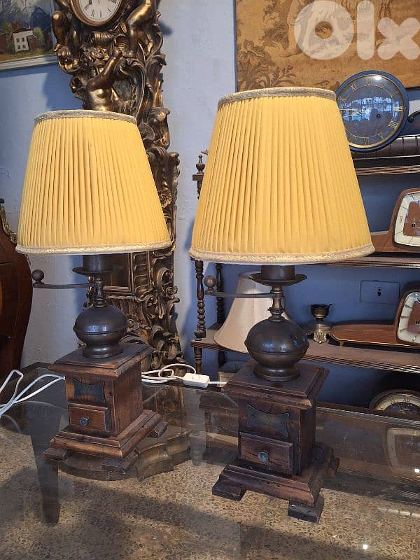 pair of antique coffee grinder lamps 4