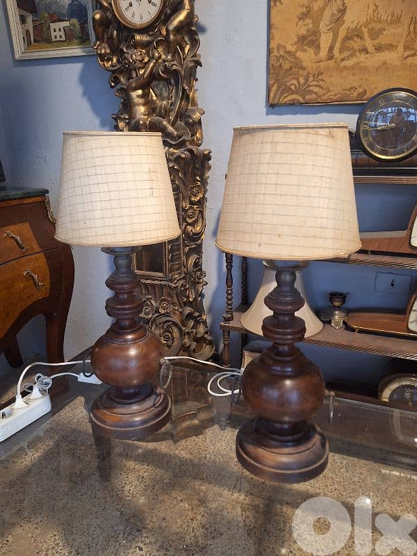 pair of large wooden lamps 3