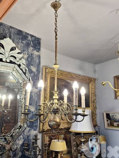 antique french heavy brass chandelier