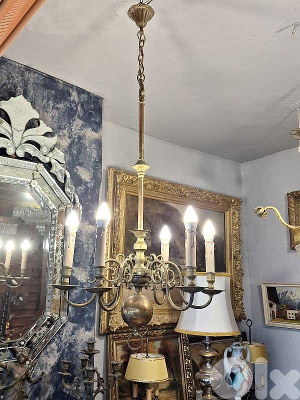 antique french heavy brass chandelier 0