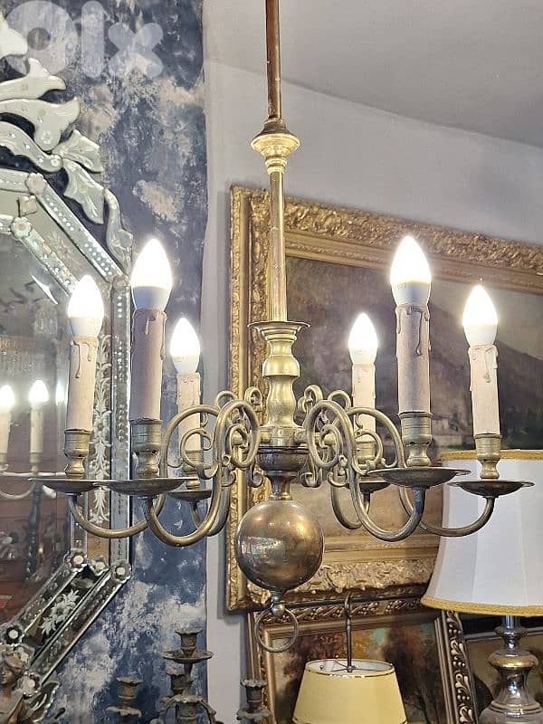antique french heavy brass chandelier 1