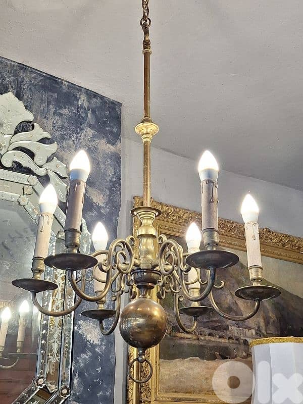 antique french heavy brass chandelier 2