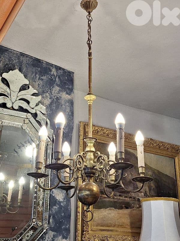 antique french heavy brass chandelier 3