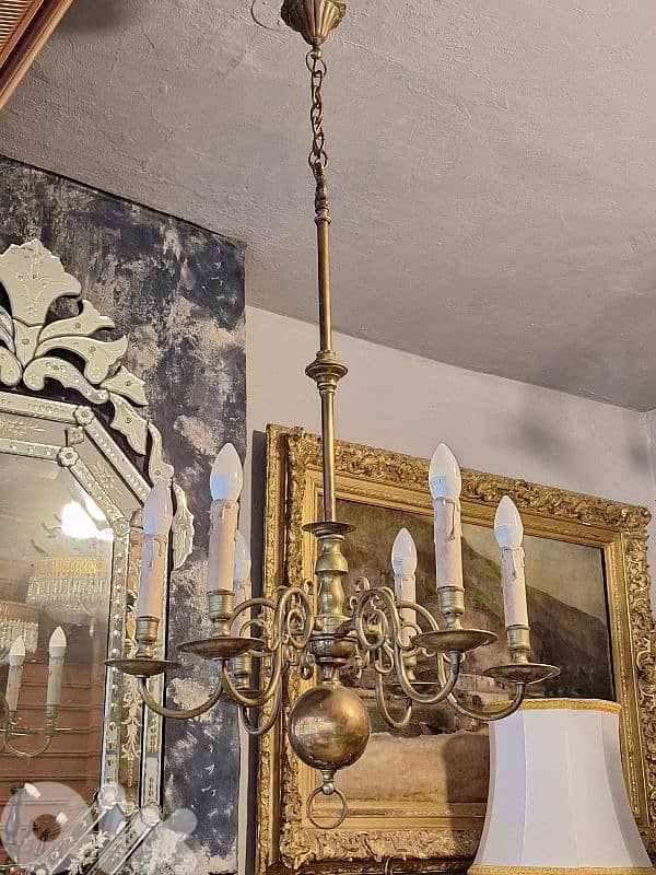 antique french heavy brass chandelier 4