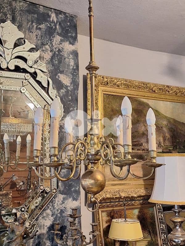 antique french heavy brass chandelier 5