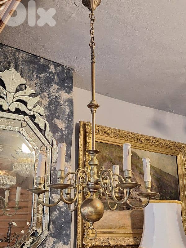 antique french heavy brass chandelier 6