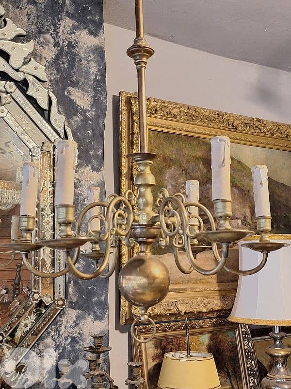 antique french heavy brass chandelier 7