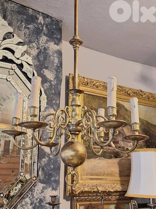 antique french heavy brass chandelier 8