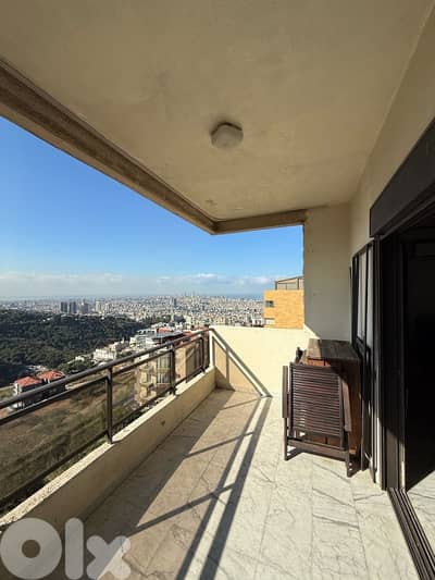 Furnished apartment for rent in Fanar with open mountain and sea view.