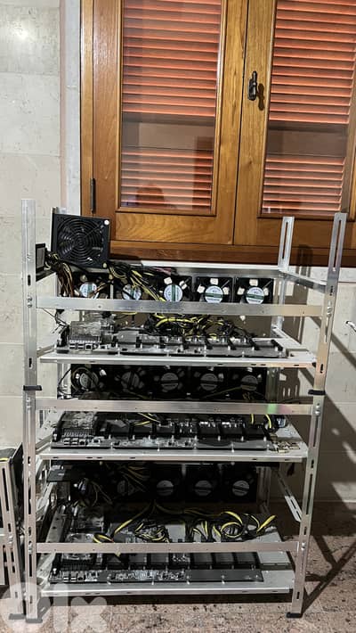 Crypto Mining Rig Infrastructure – Frame + Board + PSU