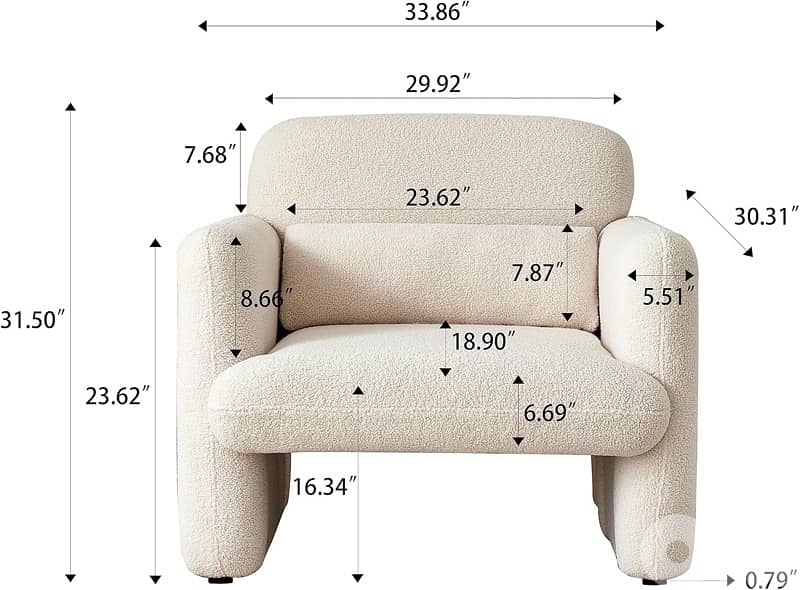 Modern decorative chair, lambswool fabric armchair 1