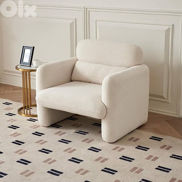 Modern decorative chair, lambswool fabric armchair 4