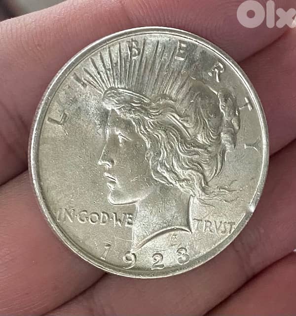 واحد دولار بيس فضة سنة ١٩٢٣ حالة سوبرpeace dollar 1923 0
