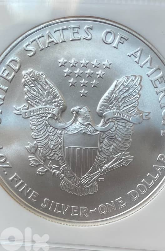 واحد أونصة فضة قيمة واحد دولار سنة ٢٠٠٧ مشهد  MS69 NGC 1