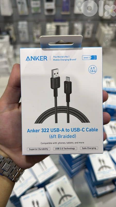 Anker 322 usb-a to usb-c cable (1.8m braided) Black 0