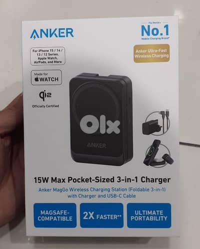 Anker MagGo 15w Wireless Charging Station (Foldable 3-in-1)